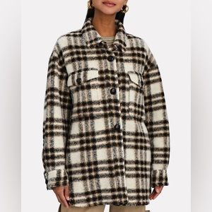 NWT Isabel Marant Etoile Harveli Plaid Oversized Jacket Coat Size 36